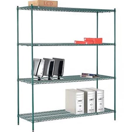 Designed To Furnish Nexel Poly-Z-Brite Wire Shelving - Green - 72 x 24 x 86 in. DE3494240